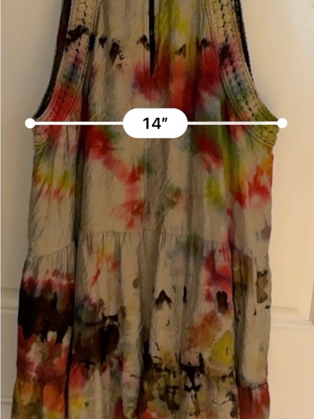 Custom Hand Tie Dyed Boho Crochet Halter Mini Dress L - Picture 9 of 11
